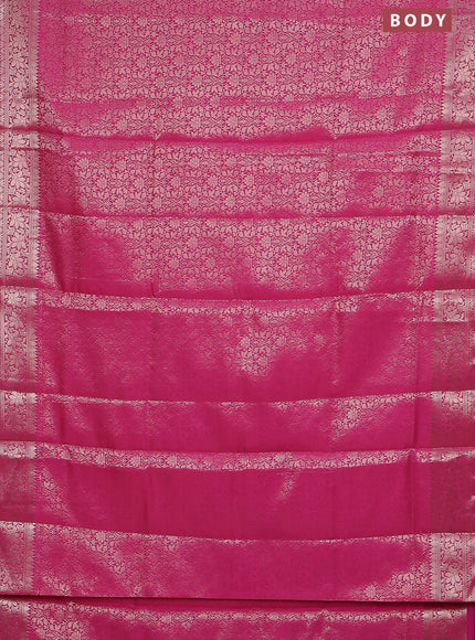 Semi soft silk saree pink with allover zari woven brocade weaves -Without blouse