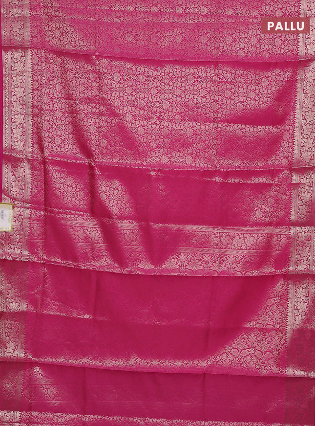 Semi soft silk saree pink with allover zari woven brocade weaves -Without blouse