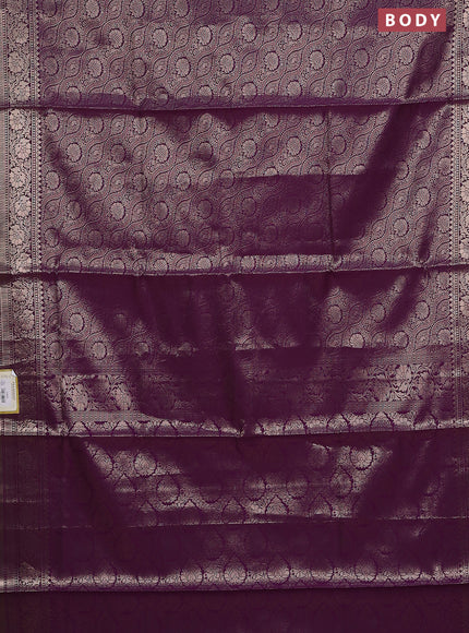 Semi soft silk saree deep purple with allover zari woven brocade weaves -Without blouse