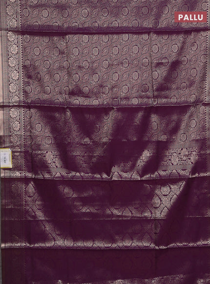Semi soft silk saree deep purple with allover zari woven brocade weaves -Without blouse