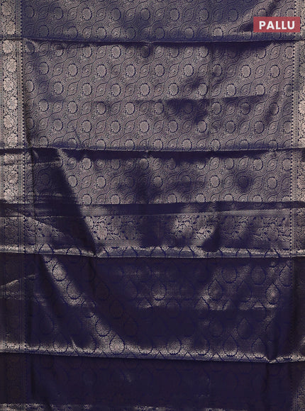 Semi soft silk saree navy blue with allover zari woven brocade weaves -Without blouse
