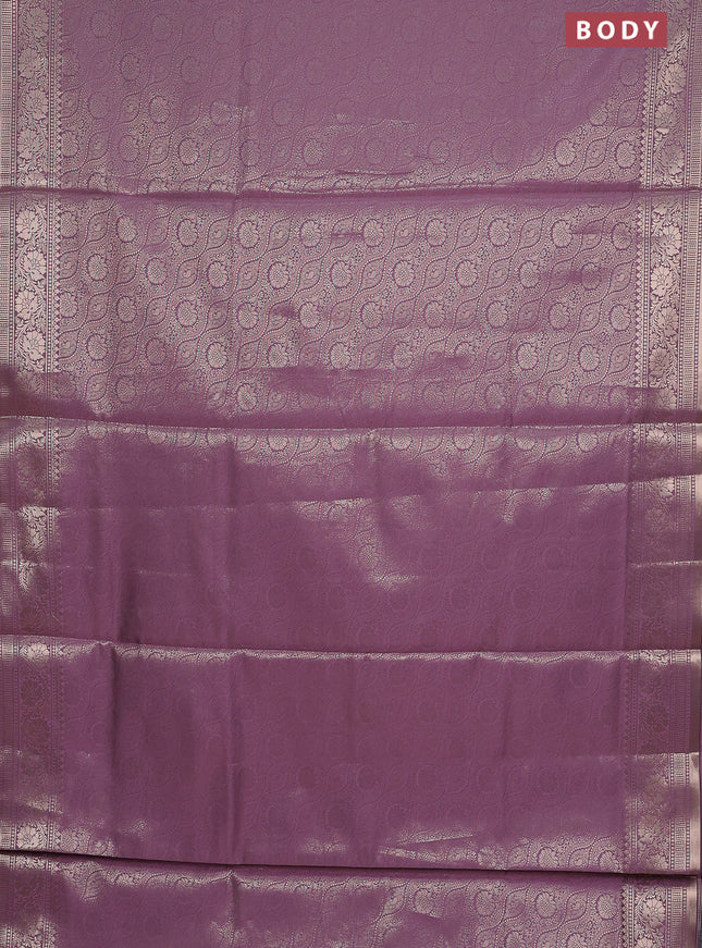 Semi soft silk saree mild purple with allover zari woven brocade weaves -Without blouse