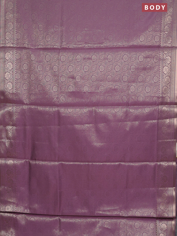 Semi soft silk saree mild purple with allover zari woven brocade weaves -Without blouse