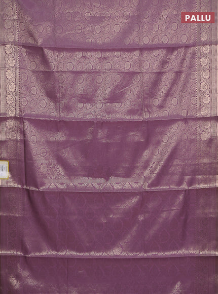 Semi soft silk saree mild purple with allover zari woven brocade weaves -Without blouse