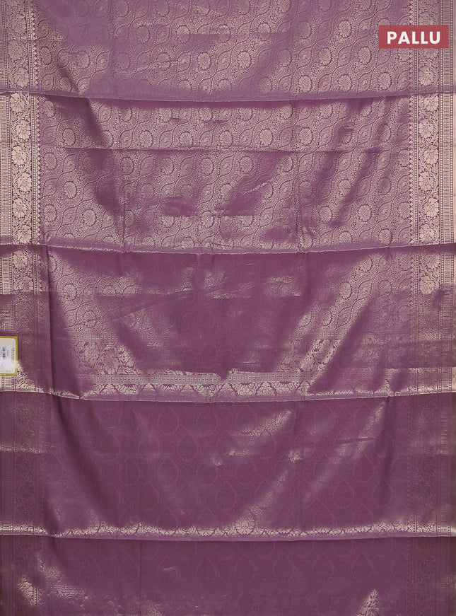 Semi soft silk saree mild purple with allover zari woven brocade weaves -Without blouse