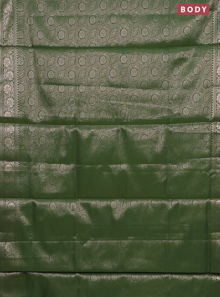 Semi soft silk saree green with allover zari woven brocade weaves -Without blouse