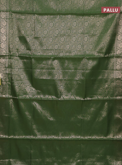 Semi soft silk saree green with allover zari woven brocade weaves -Without blouse