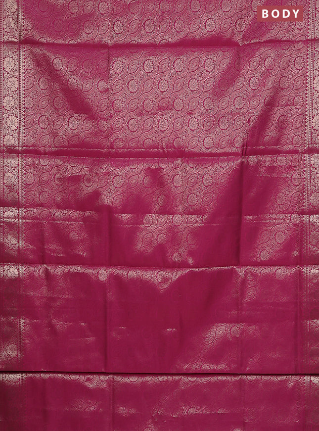 Semi soft silk saree dark pink with allover zari woven brocade weaves -Without blouse
