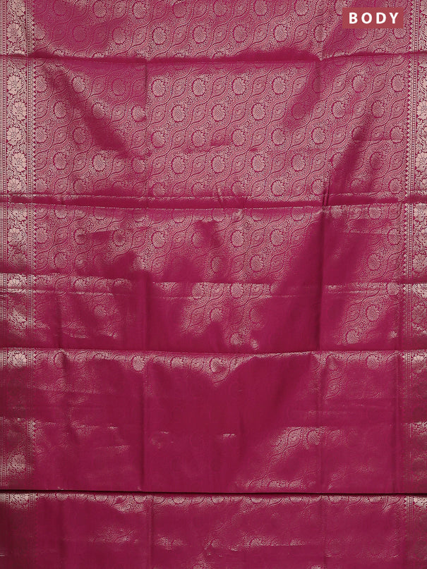 Semi soft silk saree dark pink with allover zari woven brocade weaves -Without blouse