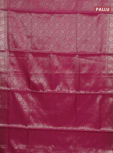 Semi soft silk saree dark pink with allover zari woven brocade weaves -Without blouse