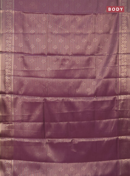 Semi soft silk saree mild purple with allover zari woven brocade weaves -Without blouse