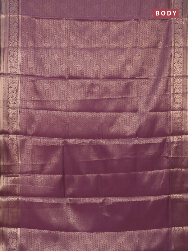 Semi soft silk saree mild purple with allover zari woven brocade weaves -Without blouse