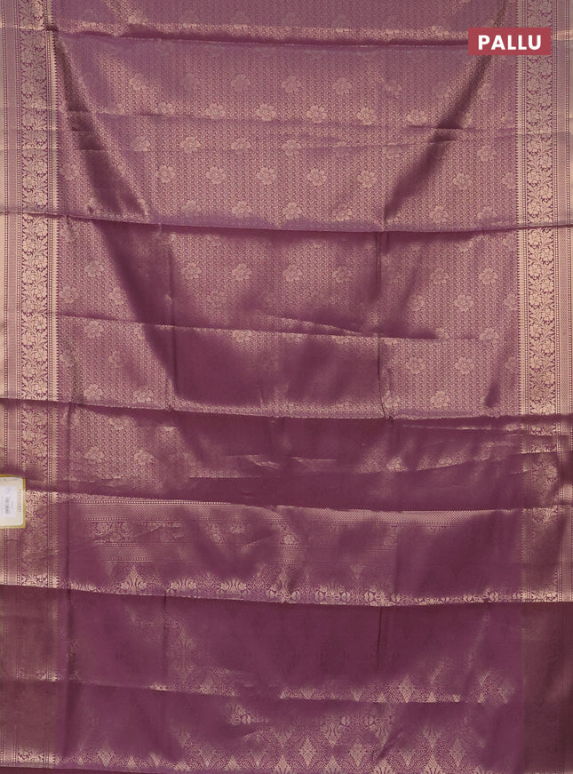Semi soft silk saree mild purple with allover zari woven brocade weaves -Without blouse