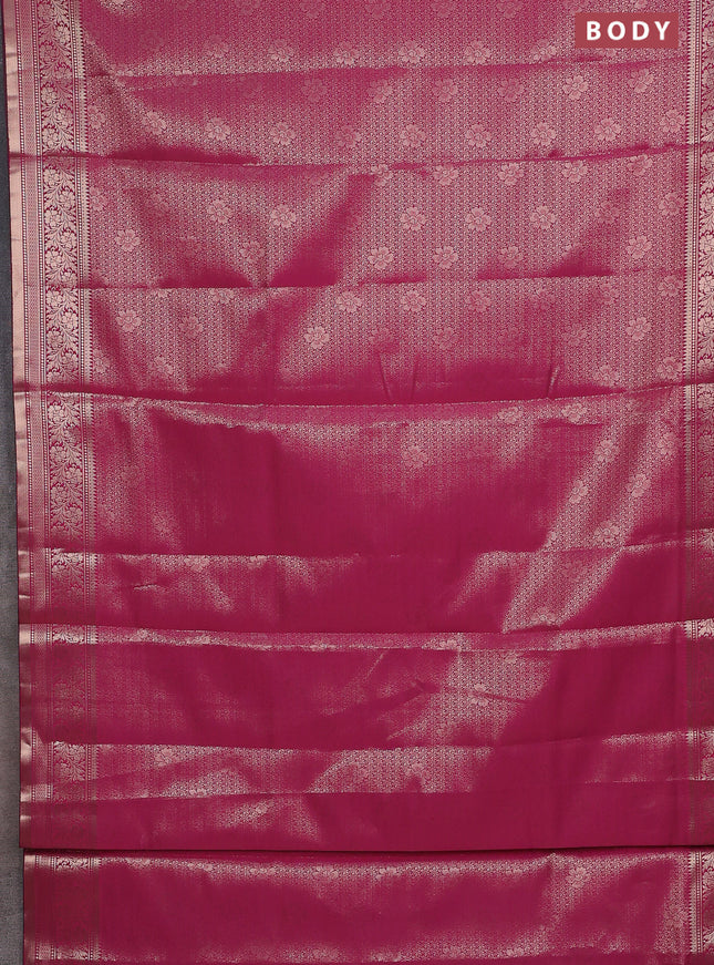 Semi soft silk saree pink with allover zari woven brocade weaves -Without blouse