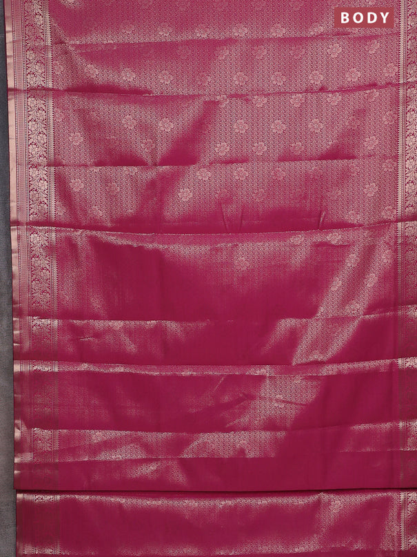Semi soft silk saree pink with allover zari woven brocade weaves -Without blouse