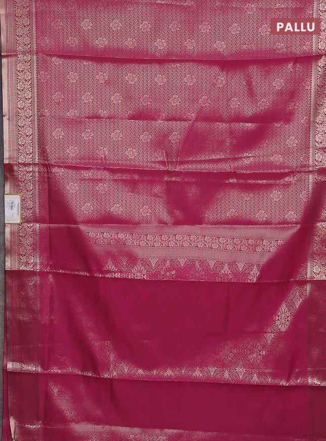 Semi soft silk saree pink with allover zari woven brocade weaves -Without blouse