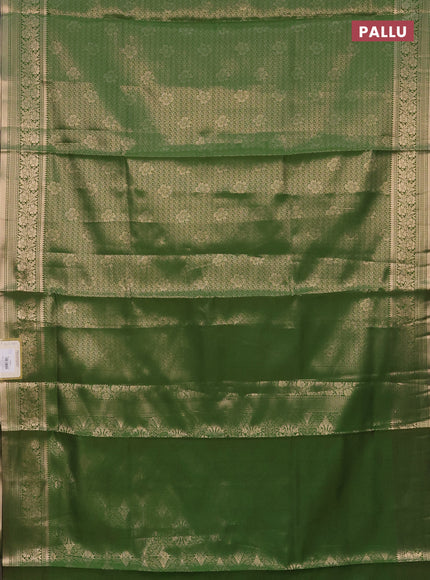 Semi soft silk saree green with allover zari woven brocade weaves -Without blouse