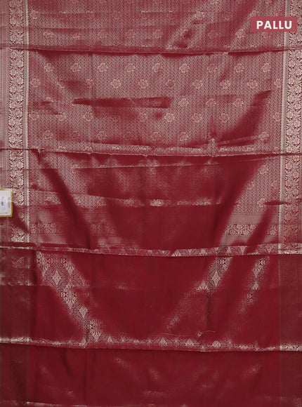 Semi soft silk saree maroon with allover zari woven brocade weaves -Without blouse