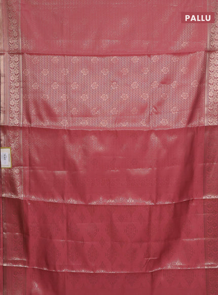 Semi soft silk saree peach shade with allover zari woven brocade weaves -Without blouse