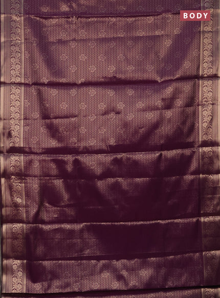 Semi soft silk saree deep purple with allover zari woven brocade weaves -Without blouse