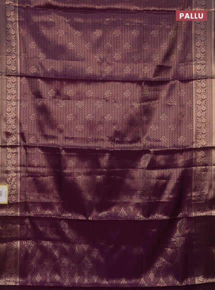 Semi soft silk saree deep purple with allover zari woven brocade weaves -Without blouse