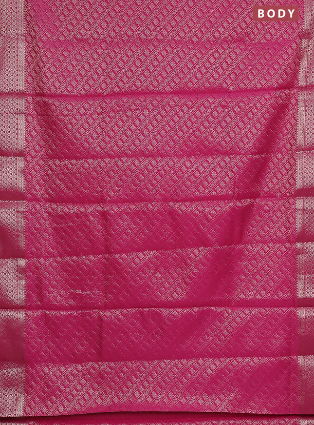 Semi soft silk saree pink with allover zari woven brocade weaves -Without blouse
