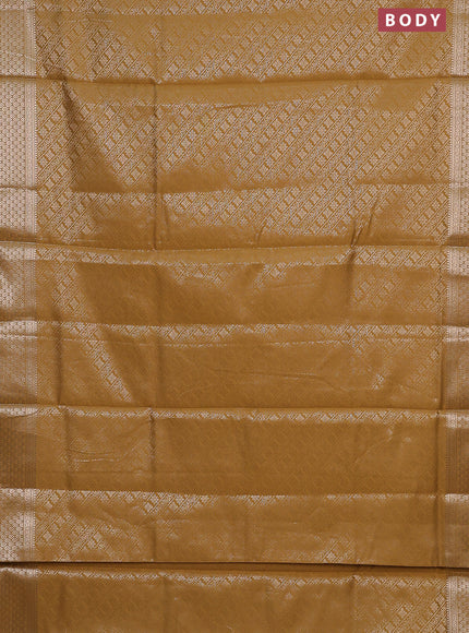 Semi soft silk saree mustard yellow with allover zari woven brocade weaves -Without blouse