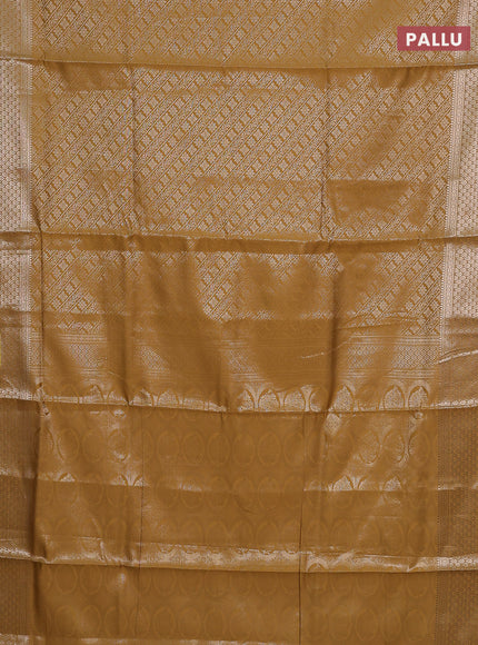 Semi soft silk saree mustard yellow with allover zari woven brocade weaves -Without blouse