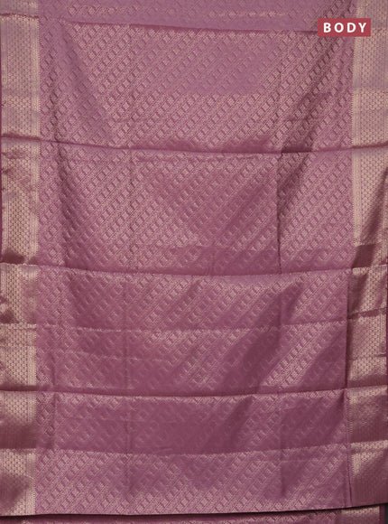 Semi soft silk saree mild purple with allover zari woven brocade weaves -Without blouse