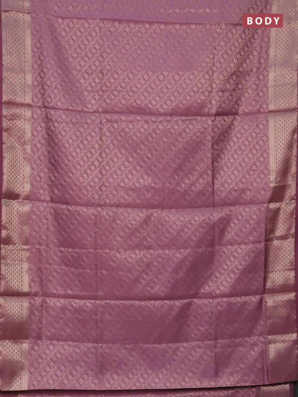 Semi soft silk saree mild purple with allover zari woven brocade weaves -Without blouse