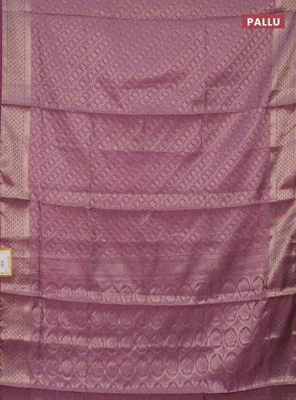 Semi soft silk saree mild purple with allover zari woven brocade weaves -Without blouse
