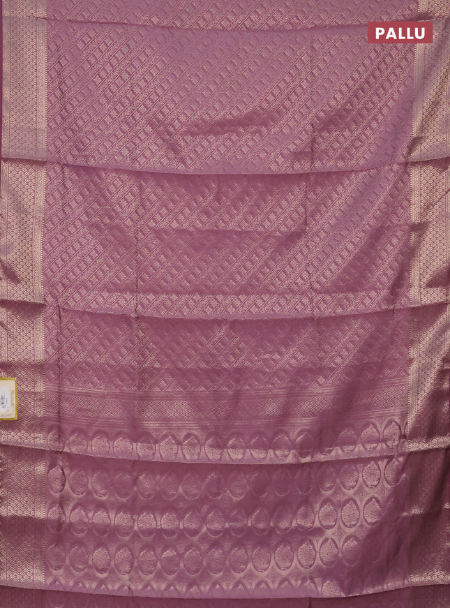 Semi soft silk saree mild purple with allover zari woven brocade weaves -Without blouse
