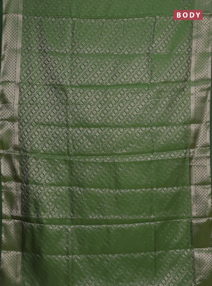 Semi soft silk saree green with allover zari woven brocade weaves -Without blouse