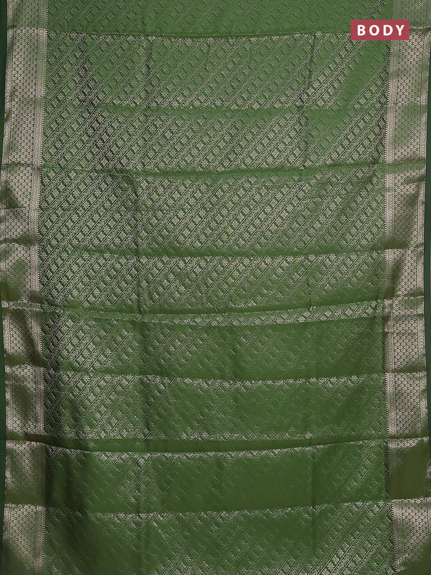 Semi soft silk saree green with allover zari woven brocade weaves -Without blouse