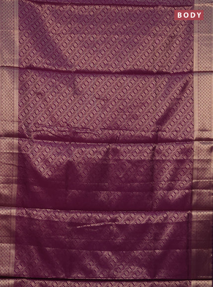 Semi soft silk saree purple with allover zari woven brocade weaves -Without blouse