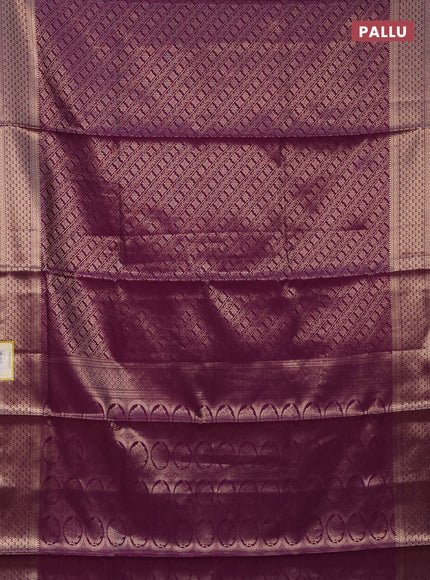 Semi soft silk saree purple with allover zari woven brocade weaves -Without blouse
