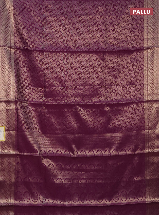Semi soft silk saree purple with allover zari woven brocade weaves -Without blouse