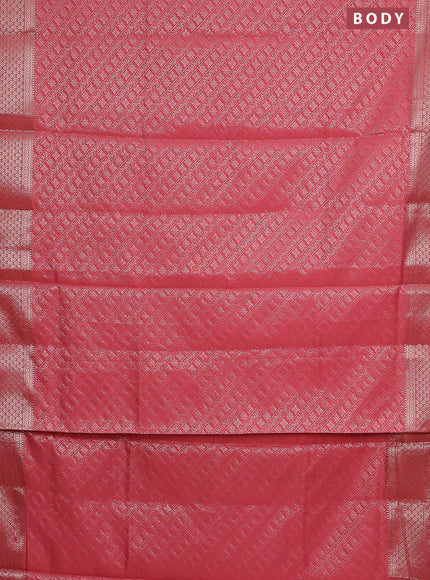 Semi soft silk saree peach pink with allover zari woven brocade weaves -Without blouse