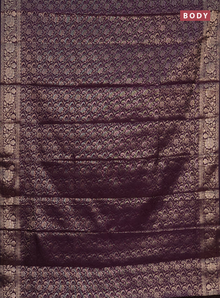 Semi soft silk saree deep purple with allover zari woven brocade weaves -Without blouse