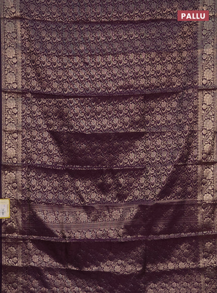 Semi soft silk saree deep purple with allover zari woven brocade weaves -Without blouse