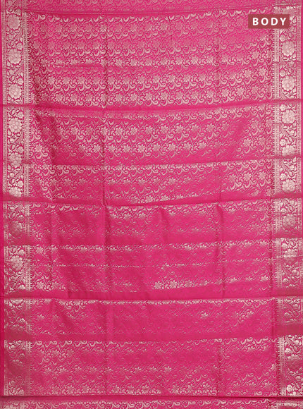 Semi soft silk saree pink with allover zari woven brocade weaves -Without blouse