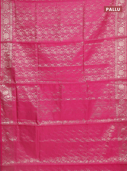 Semi soft silk saree pink with allover zari woven brocade weaves -Without blouse