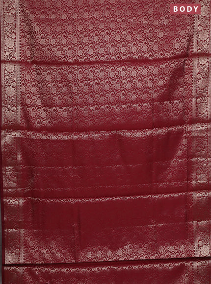 Semi soft silk saree maroon with allover zari woven brocade weaves -Without blouse