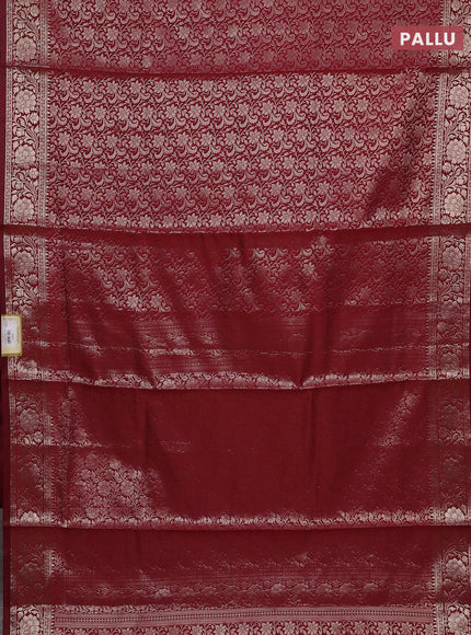 Semi soft silk saree maroon with allover zari woven brocade weaves -Without blouse
