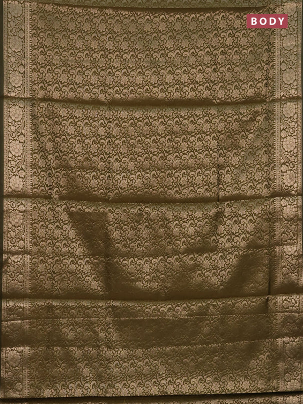 Semi soft silk saree sap green with allover zari woven brocade weaves -Without blouse