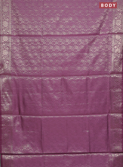Semi soft silk saree mauve pink with allover zari woven brocade weaves -Without blouse