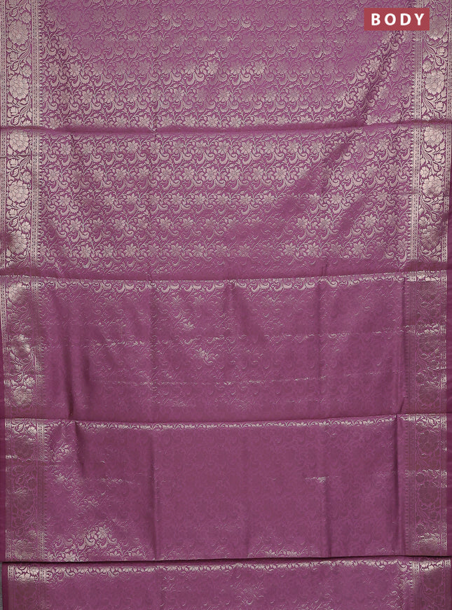 Semi soft silk saree mauve pink with allover zari woven brocade weaves -Without blouse