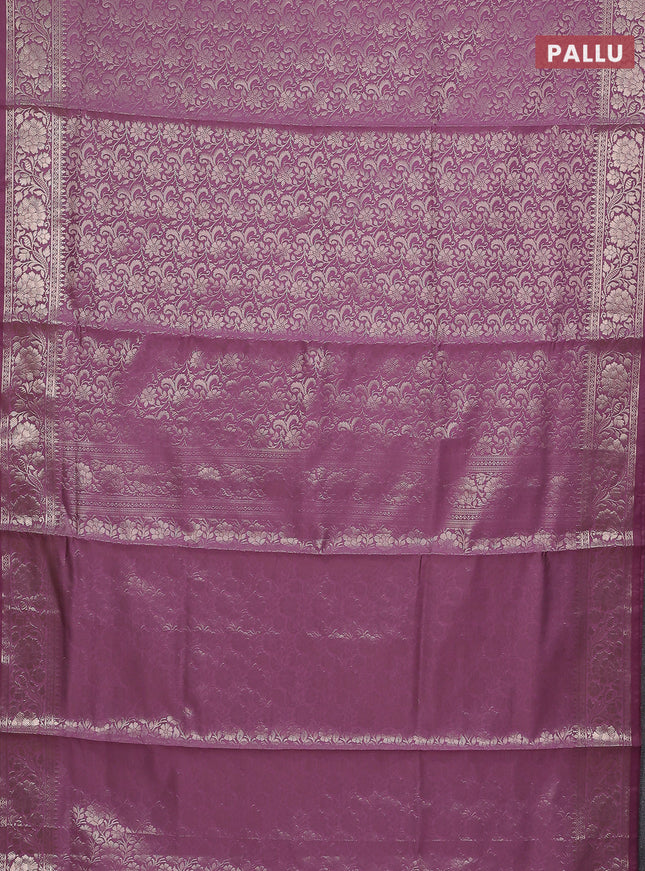 Semi soft silk saree mauve pink with allover zari woven brocade weaves -Without blouse