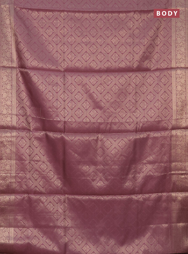 Semi soft silk saree mauve pink with allover zari woven brocade weaves -Without blouse