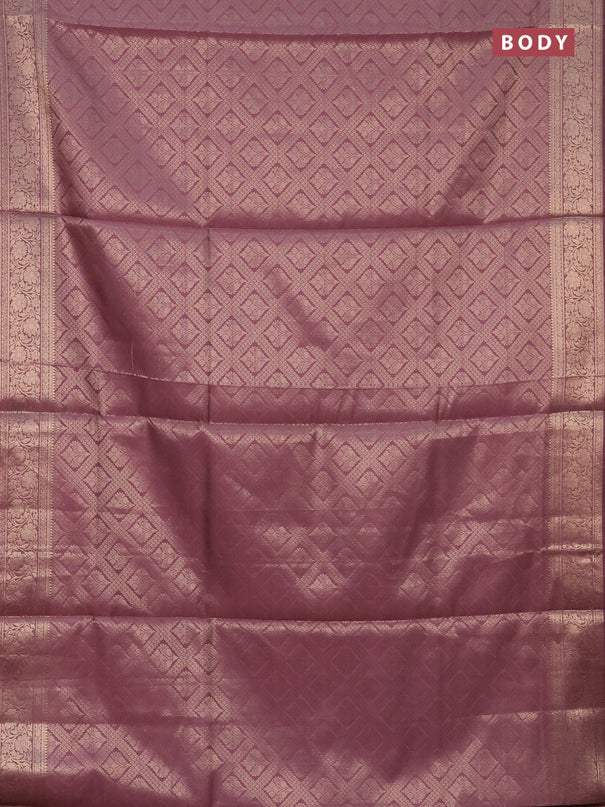 Semi soft silk saree mauve pink with allover zari woven brocade weaves -Without blouse